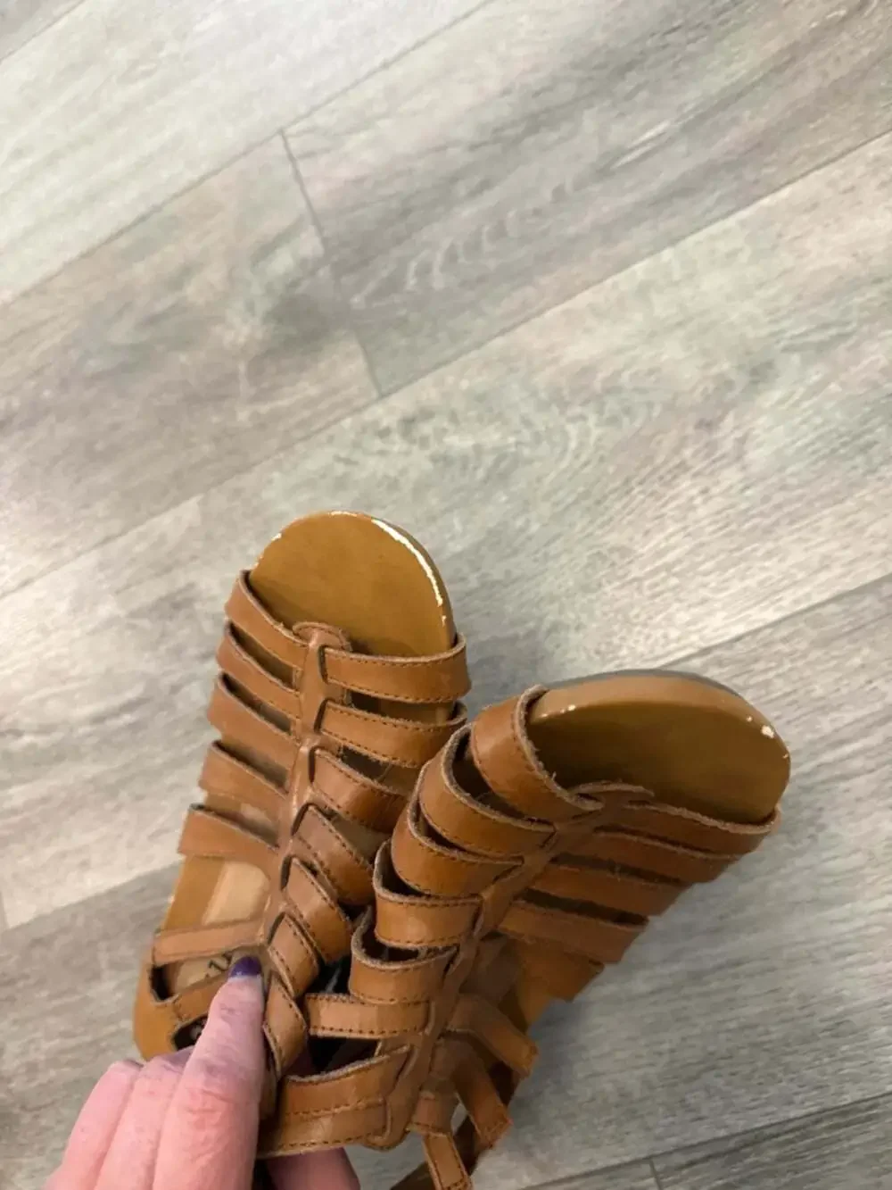 Cobb Hill Women's Tan Strappy Leather Block Heel Sandals size 39